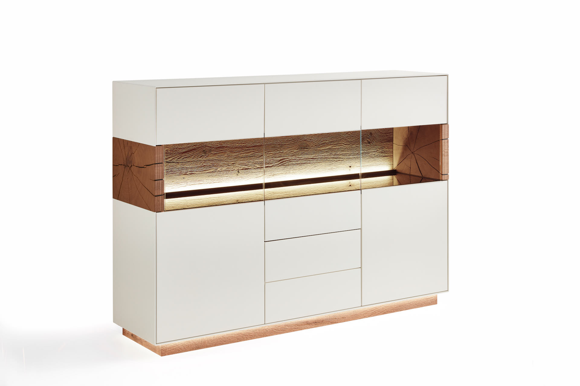SONDEREDITION 3000  Highboard, Kerneiche Umato, Lack weiß
