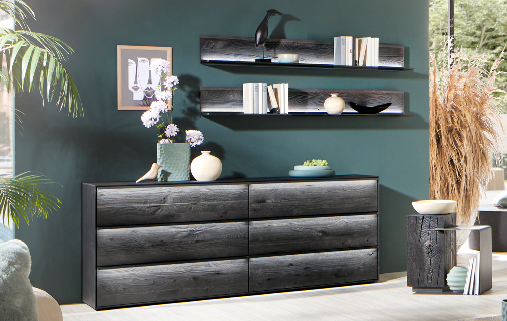 SONDEREDITION 2025 - Sideboard, Kernesche sandgestrahlt & anthrazit gebeizt, 9632 - 4192