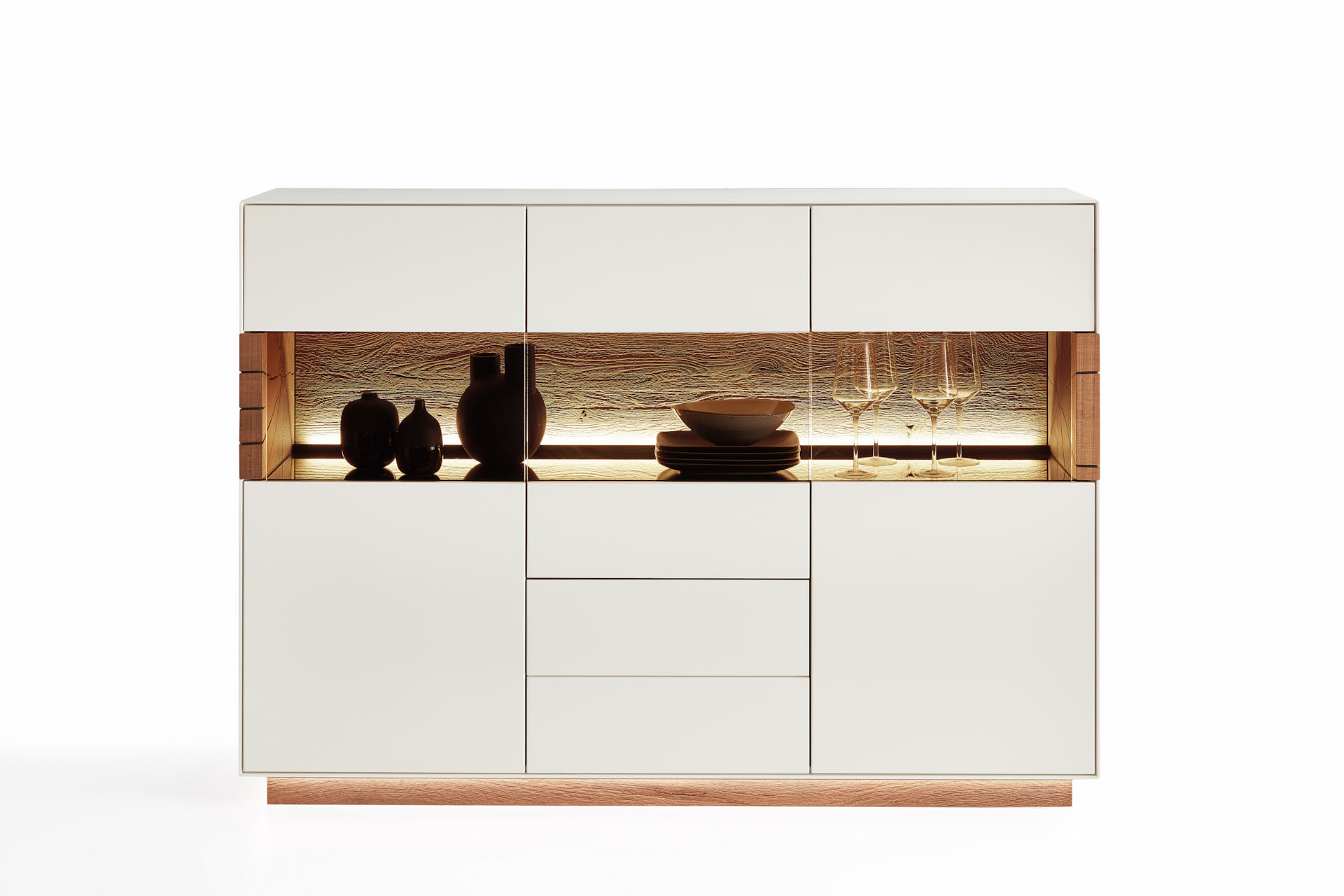 SONDEREDITION 3000  Highboard, Kerneiche Umato, Lack weiß