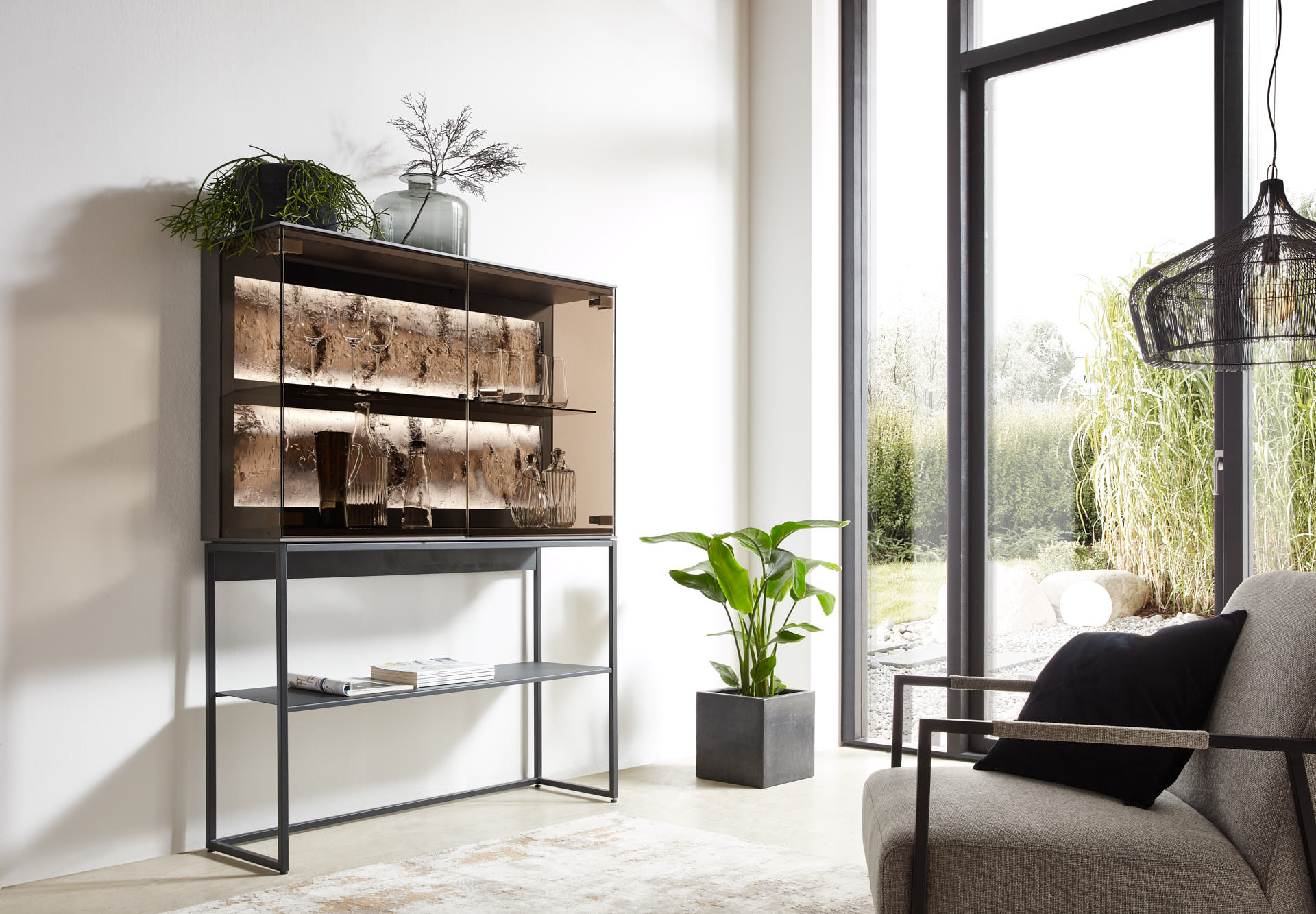 ALVA Standvitrine Kernbirke Harmaa Massiv,  3110W - 8121