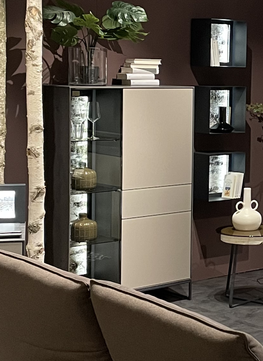 ALVA  Highboard - Vitrine Kernbirke Harmaa Massiv,  3110W - 7091