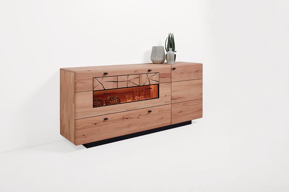 Kvik Sideboard 4181 Kernbuche gebürstet mit Vitrine Neu 